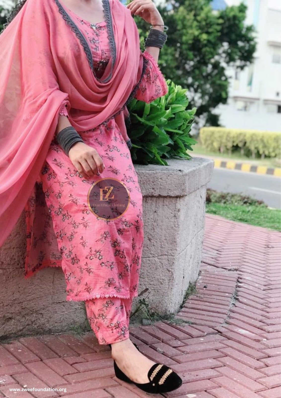 Pink and Black Salwar Kameez