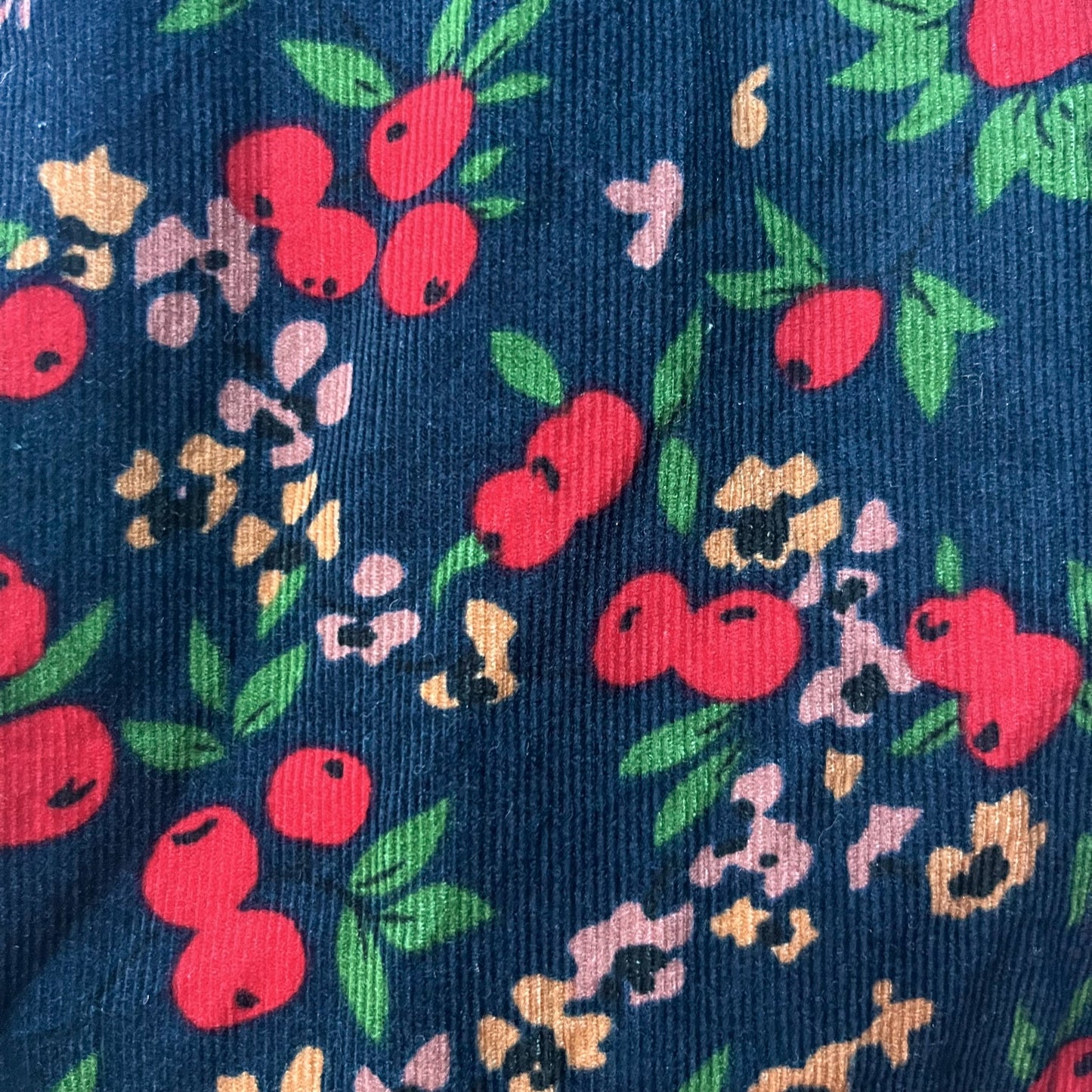 Cherry Printed Corduroy Open Cardigan - Evaz Ethical Clothing