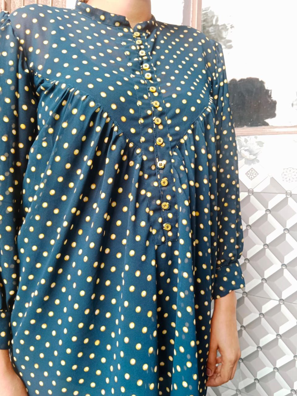 Chiffon Polka Dot Button Up - Evaz Ethical Clothing