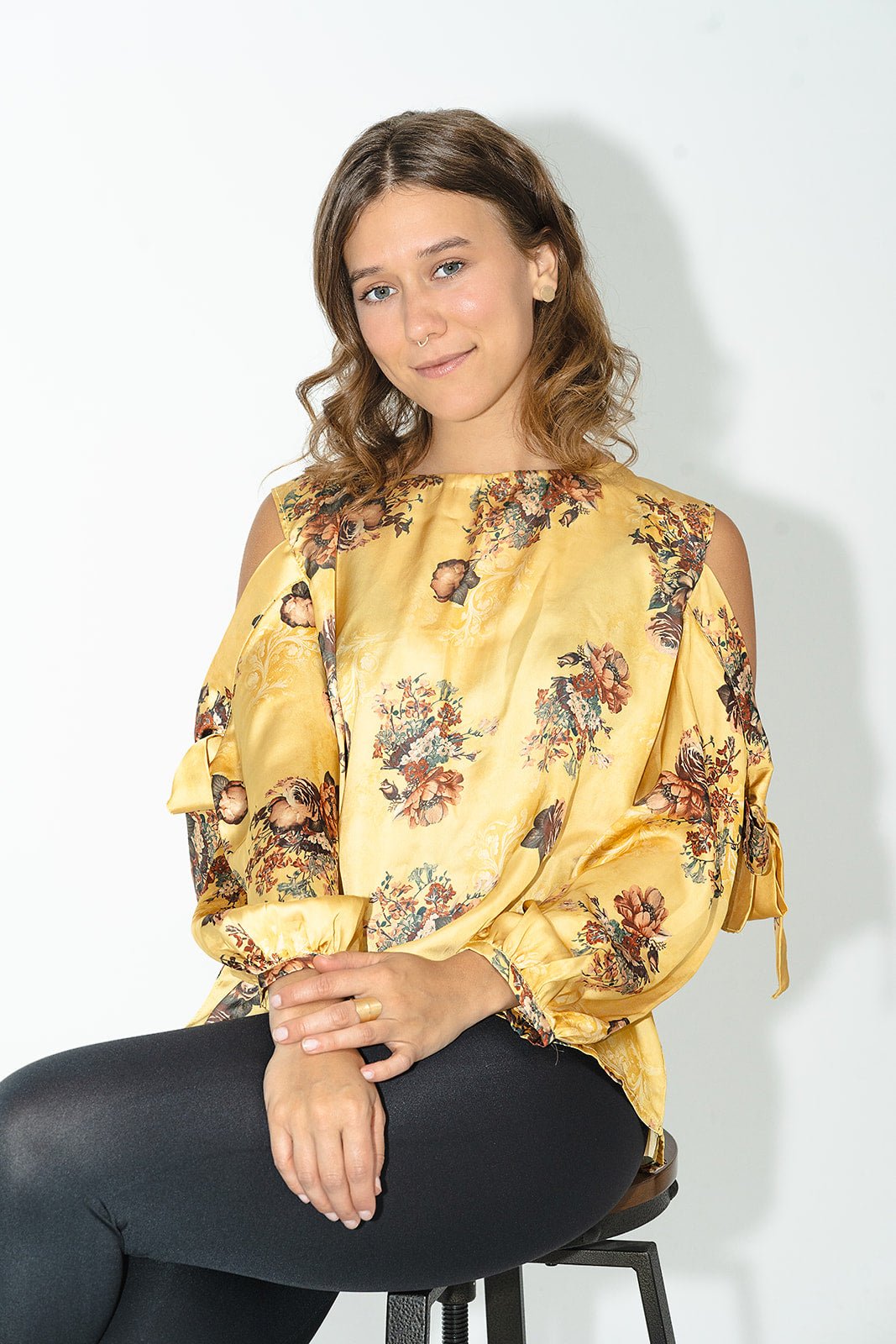 Women's Casual Chrome Yellow Cold Shoulder TOP - Evaz Ethical Clothing